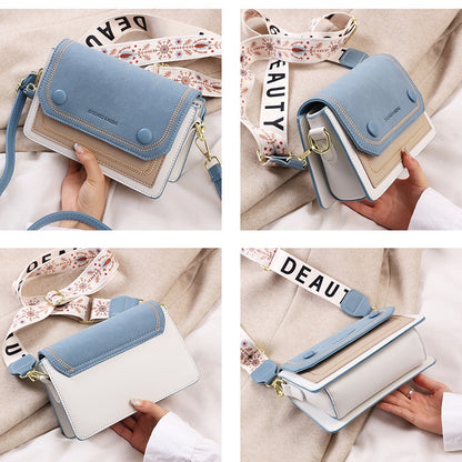 Ielgy Ladies Wide Shoulder Strap Fashion Female Bag Texture Small Square Bag