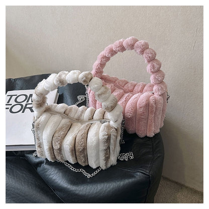 Ielgy Plush Bag Fashion Simple Handbag Korean Version Temperament Trendy Cute Messenger Bag