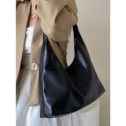 Ielgy Ladies Large Capacity Portable Underarm Bag Commuter Soft Leather Shoulder Tote Bag