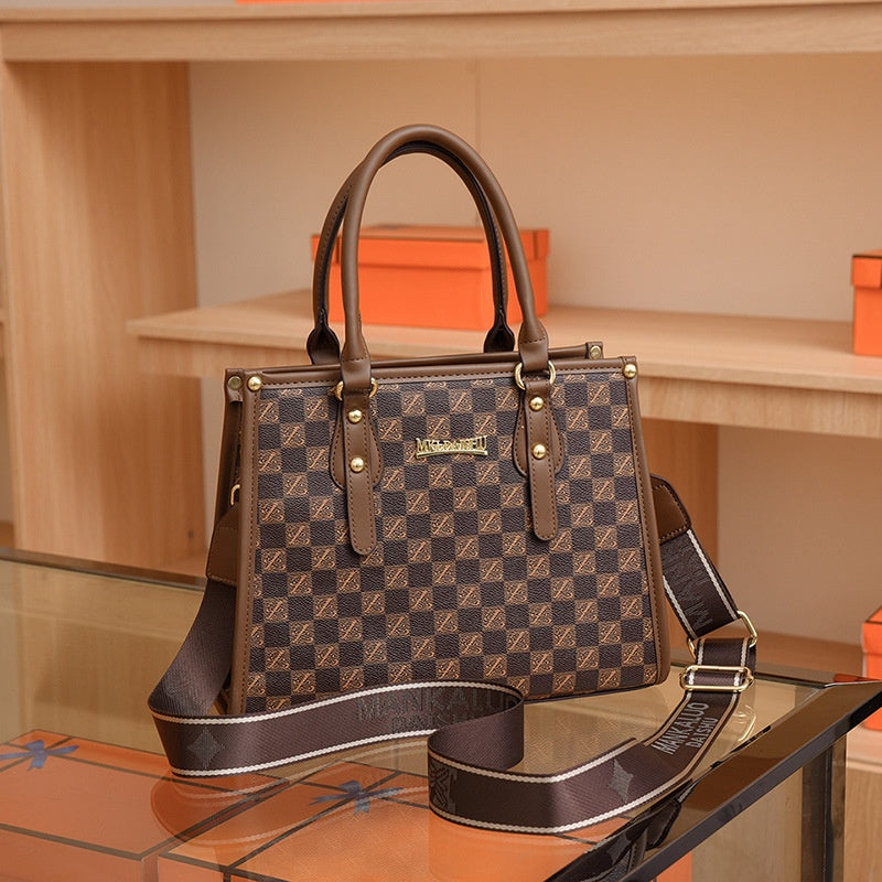 Ielgy Ladies Printed Shoulder Handbag All-Match Large-Capacity Retro Casual Bag