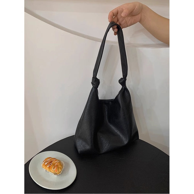 Ielgy Ladies Korean Version Large-Capacity Soft Leather Underarm Bag Commuter All-Match Portable Simple One-Shoulder Shopping Bag