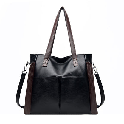 IELGY Fashionable large capacity soft leather bag for middle-aged women, new handbag, one shoulder crossbody bag