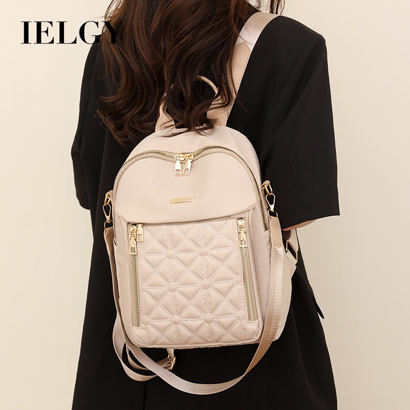 Ielgy Ladies Diamond Embroidered Thread Backpack Korean Version All-Match Large-Capacity Water-Re