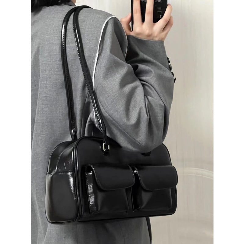 Ielgy Korean Version Ladies Retro Preppy Style One-Shoulder Portable Large-Capacity Casual College Students Class