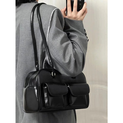 Ielgy Korean Version Ladies Retro Preppy Style One-Shoulder Portable Large-Capacity Casual College Students Class
