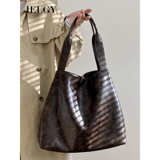 Ielgy Ladies Large Capacity Retro Commuter Shoulder Tote Bag