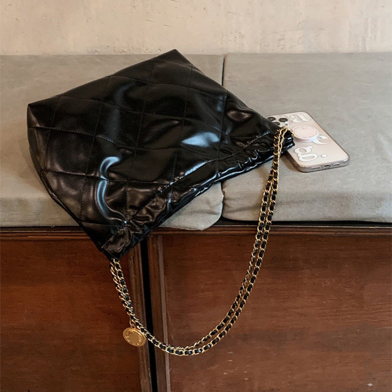 Ielgy High-End Diamond Checked Cross-Body Bag Large Capacity Chain Ladies Shoulder Bag