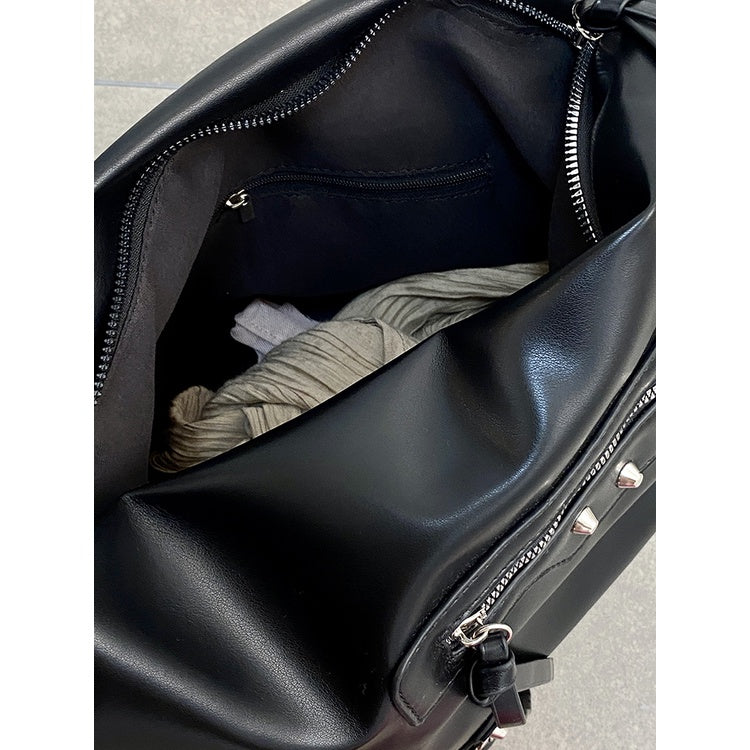 Ielgy Ladies Large-Capacity Motorcycle Bag Cool Shoulder Diagonal Portable Commuter Bag