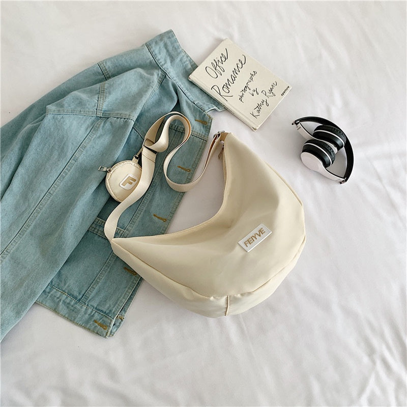 Ielgy Nylon Dumpling Bag Japanese All-Match Messenger Bag Casual Large-Capacity Canvas Class One-