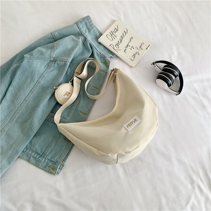 Ielgy Nylon Dumpling Bag Japanese All-Match Messenger Bag Casual Large-Capacity Canvas Class One-