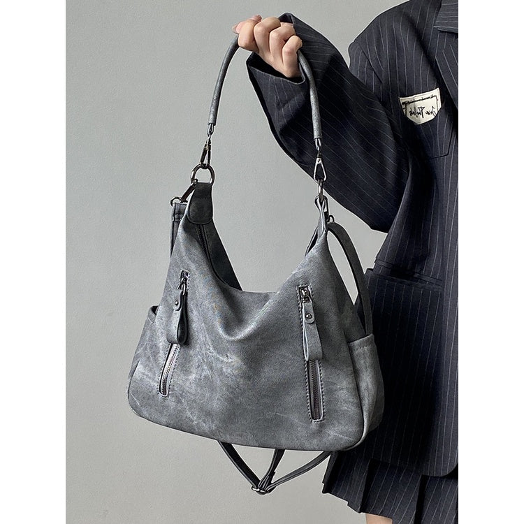 Ielgy Ladies Melade Color Retro Tote Bag Large Capacity Portable Commuter Bag