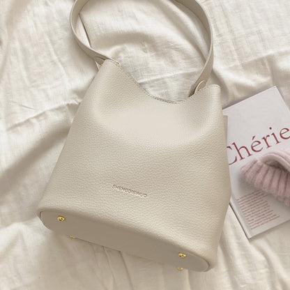 Ielgy Korean Version Fashion Sweet Pink Underarm Bucket Bag Large Capacity Shoulder Bag