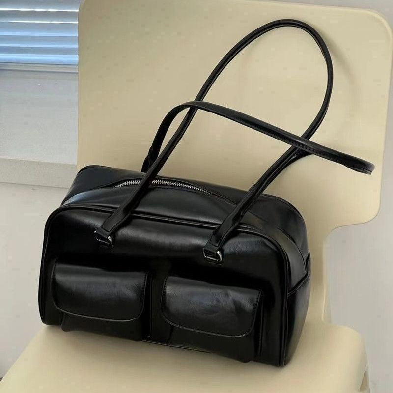 Ielgy Korean Version Ladies Retro Preppy Style One-Shoulder Portable Large-Capacity Casual College Students Class