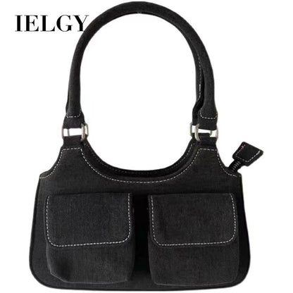 Ielgy Ladies Retro Denim Blue Shoulder Underarm Bag Portable
