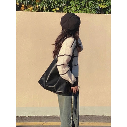 Ielgy Ladies Large-Capacity Bag Simple Soft Leather One-Shoulder Underarm Bag Retro Commuter Diagonal Child-Mother Bag