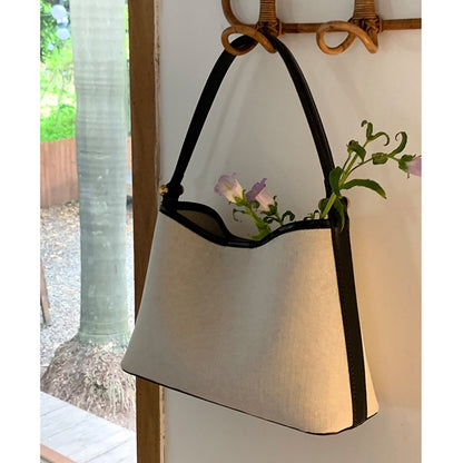 Ielgy Korean Version Niche Design Handbag Canvas Shoulder Armpit Bag Bucket Bag