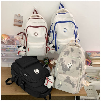 Ielgy Female College Student Large-Capacity Backpack Korean Version Simple Preppy Style Middle School Student Backpack (without Pendant