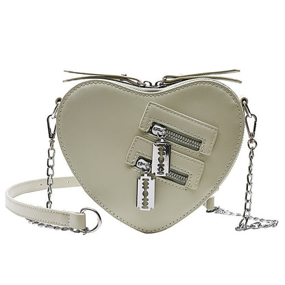 Ielgy Fashion Creative Unique Love Chain pu Small Shoulder Bag Korean Version Fashionable High-End Shoulder Bag
