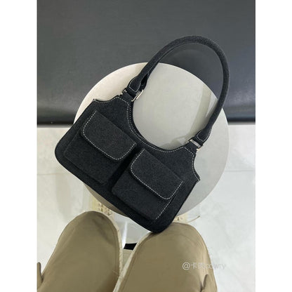 Ielgy Ladies Retro Denim Blue Shoulder Underarm Bag Portable