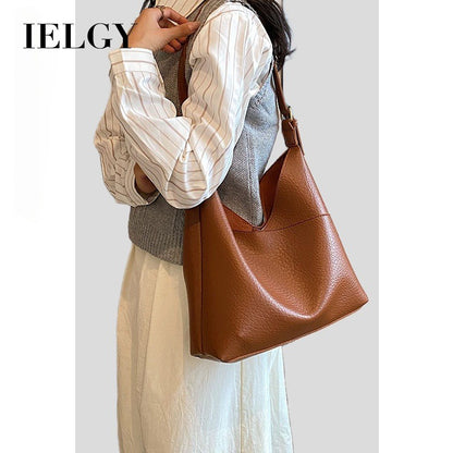 Ielgy Ladies Fashion Shoulder Tote Bag Brown
