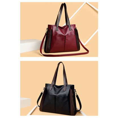 IELGY Fashionable large capacity soft leather bag for middle-aged women, new handbag, one shoulder crossbody bag