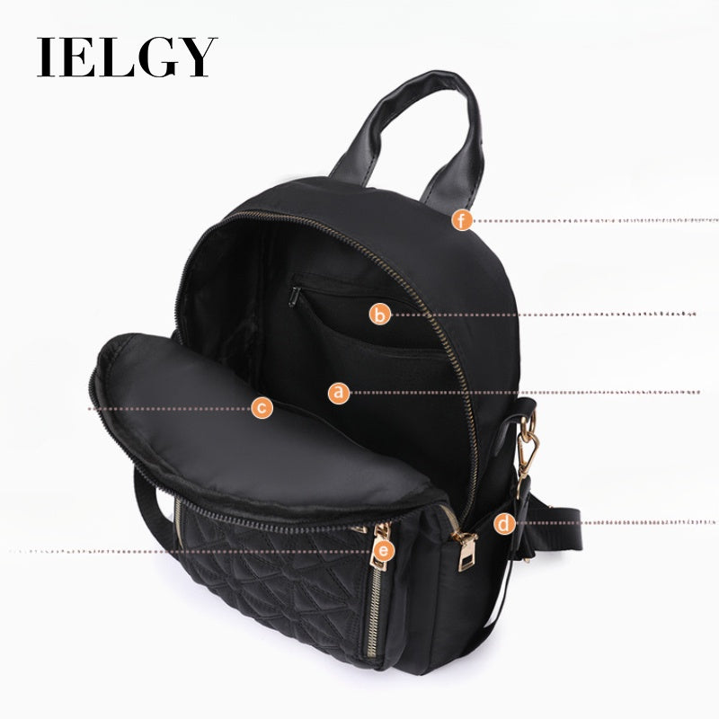 Ielgy Ladies Diamond Embroidered Thread Backpack Korean Version All-Match Large-Capacity Water-Re