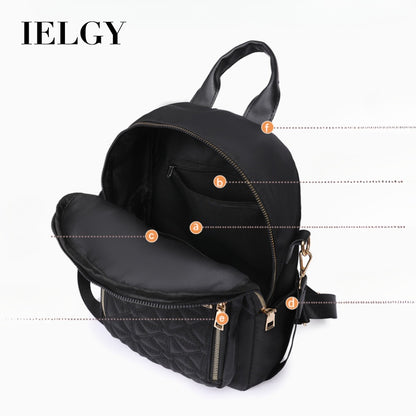 Ielgy Ladies Diamond Embroidered Thread Backpack Korean Version All-Match Large-Capacity Water-Re