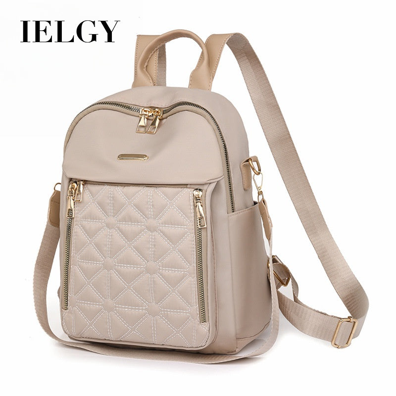 Ielgy Ladies Diamond Embroidered Thread Backpack Korean Version All-Match Large-Capacity Water-Re