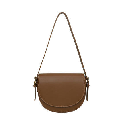 Ielgy Ladies Solid Color Multi-Layered Large Capacity Saddle Bag Shoulder Messenger Bag