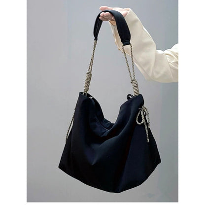 Ielgy Ladies Tote Bag Large Capacity Casual Knot Adjustable One Shoulder Crossbody Oxford Cloth Bag