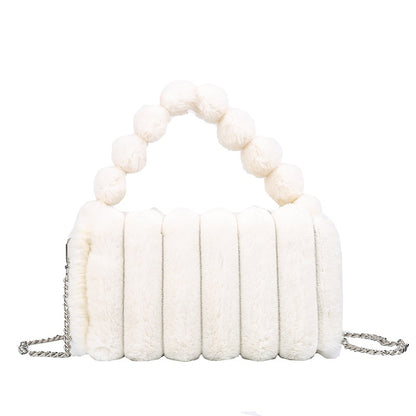 Ielgy Plush Bag Fashion Simple Handbag Korean Version Temperament Trendy Cute Messenger Bag