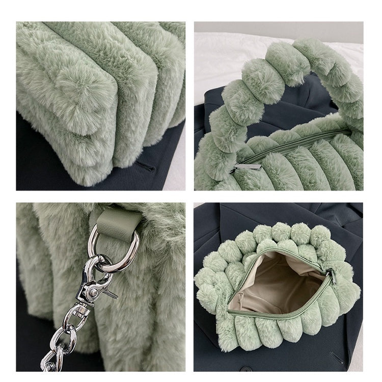 Ielgy Plush Bag Fashion Simple Handbag Korean Version Temperament Trendy Cute Messenger Bag