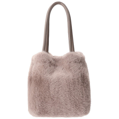 Ielgy Ladies Furry Messenger Bag Portable Bucket Bag