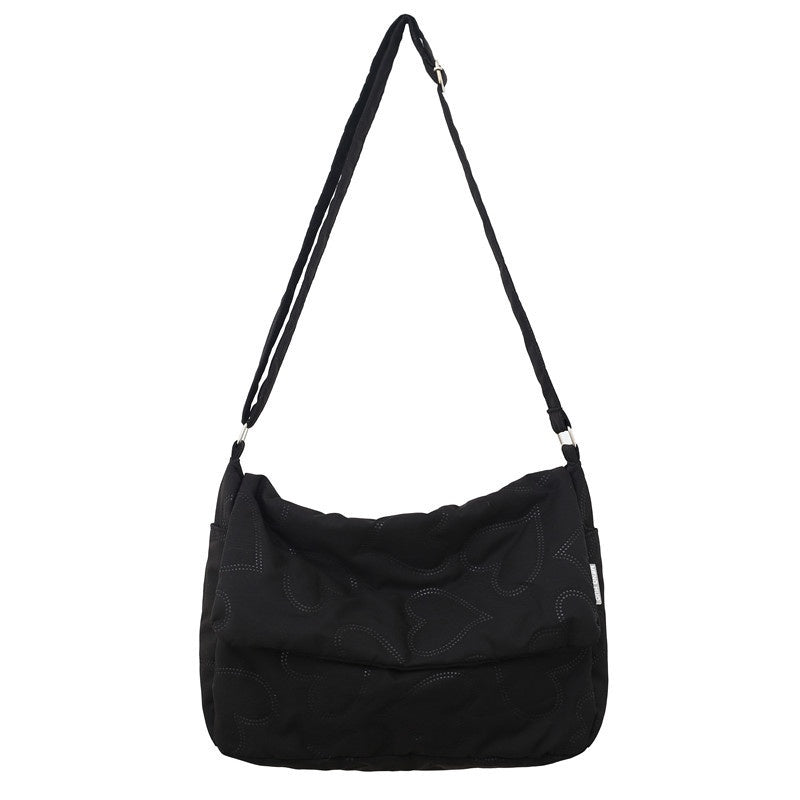 Ielgy Ladies Simple Rhombus Art Large-Capacity Fresh All-Match Messenger Bag (without Pendant)