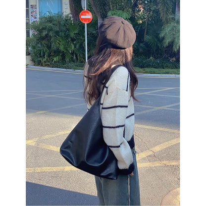 Ielgy Ladies Large-Capacity Bag Simple Soft Leather One-Shoulder Underarm Bag Retro Commuter Diagonal Child-Mother Bag