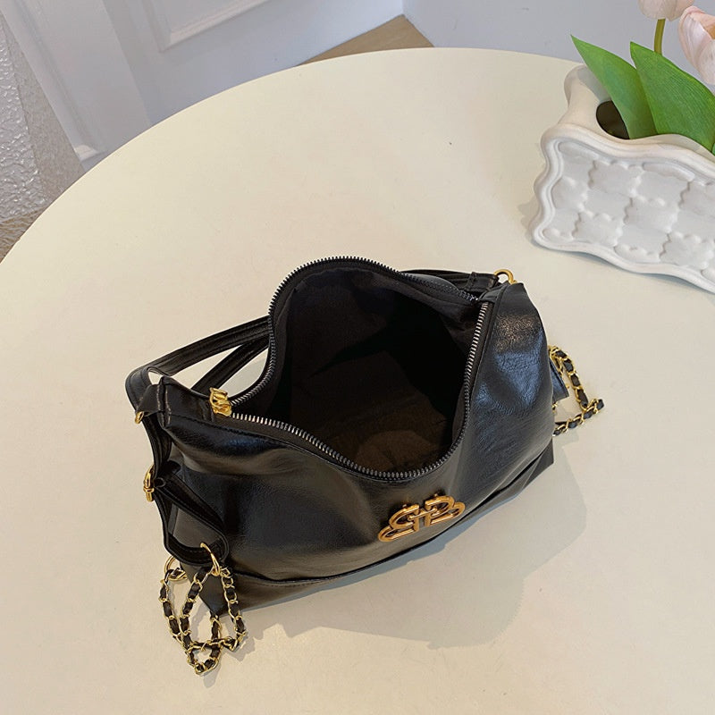 Ielgy Ladies Tote Bag One-Shoulder High-End Sense Cross-Body Niche Design Sense Large-Capacity Female