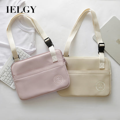Ielgy Embroidered Smiley Face Shockproof Water-Repellent Liner Bag ipad Computer Protective Case Shoulder Messenger Compu