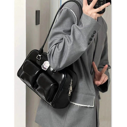 Ielgy Korean Version Ladies Retro Preppy Style One-Shoulder Portable Large-Capacity Casual College Students Class