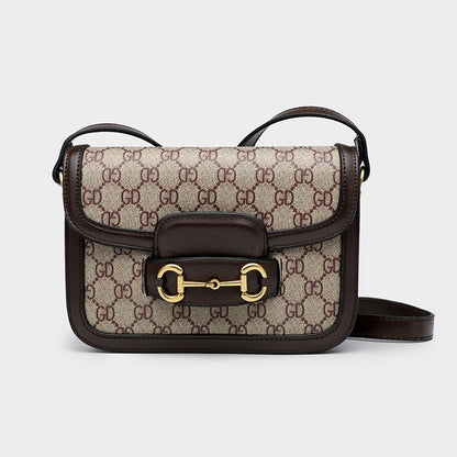 Ielgy Ladies Niche Retro Saddle Bag Fashionable All-Match One-Shoulder Messenger Bag