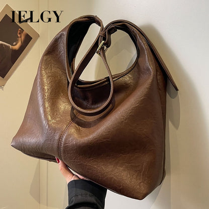 Ielgy Large-Capacity One-Shoulder Tote Bag Fashionable All-Match Casual Commuter Buck