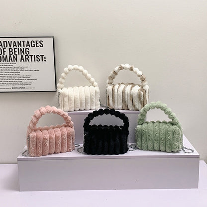 Ielgy Plush Bag Fashion Simple Handbag Korean Version Temperament Trendy Cute Messenger Bag