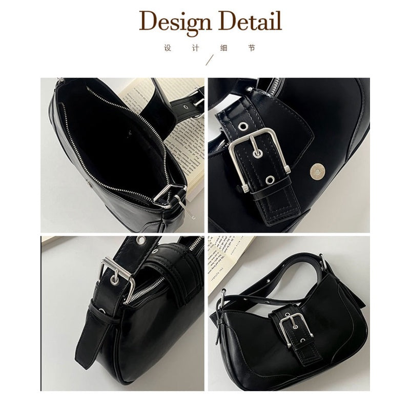 Ielgy Ladies Retro Hot Girl Underarm Bag Niche Texture Simple One-Shoulder Messenger Crescent Bag