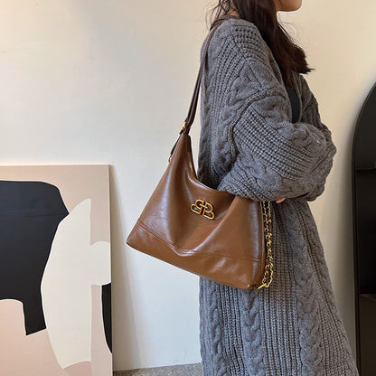 Ielgy Ladies Tote Bag One-Shoulder High-End Sense Cross-Body Niche Design Sense Large-Capacity Female