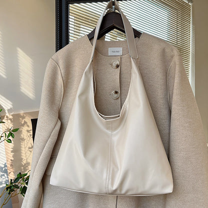 Ielgy Female Bag Simple Shoulder Tote Bag Solid Color Commuter Large Capacity Silver Underarm Fashion Bag
