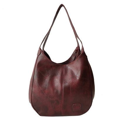 Ielgy Ladies Retro Soft Leather Shoulder Bag Ladies All-Match Shoulder Simple Portable Tote Bag