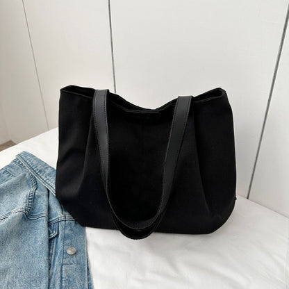 Ielgy Large-Capacity Canvas Fashion Casual Solid Color One-Shoulder Portable Commuter Tote Bag