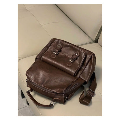 Ielgy Ladies Brown Backpack Retro British Style College Student Schoolbag Korean Version Simple Fashion Travel Backpack