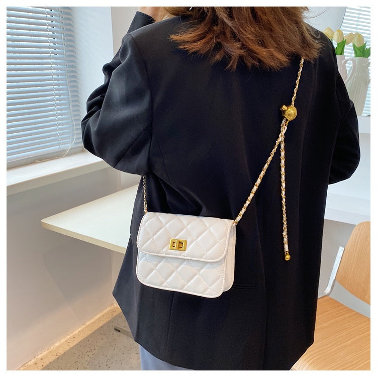 Ielgy Ladies Small Golden Ball Chain Small Square Bag Shoulder Fashion Trend Cross-body Mobile Phone Bag