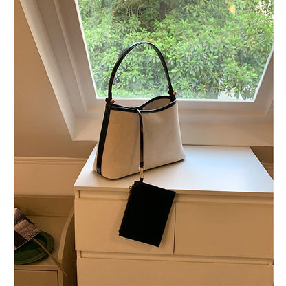 Ielgy Korean Version Niche Design Handbag Canvas Shoulder Armpit Bag Bucket Bag