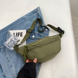 Ielgy Ladies Messenger Chest Bag Sports Niche All-Match Canvas Casual Waist Bag